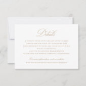Elegant kalligrafie script beige bruiloft details kaart (Voorkant)