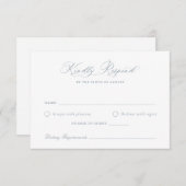 Elegant kalligrafie script blauwe trouw-RSVP kaart (Voorkant / Achterkant)