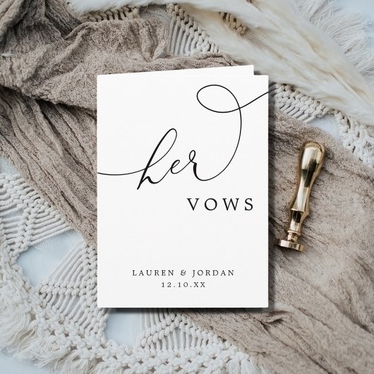 Elegant kalligrafie script bruiloft haar geloften kaart