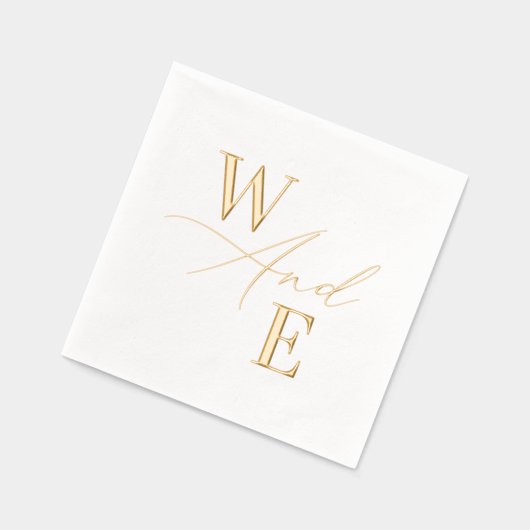 Elegant kalligrafie script bruiloft monogram folie servetten (Links)