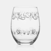 Elegant kalligrafie script bruiloft wijnglas zonder voet (Rechts)