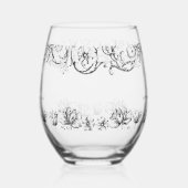 Elegant  kalligrafie script bruiloft wijnglas zonder voet (Links)