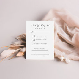 Elegant kalligrafie script Classic Wedding RSVP Kaartje