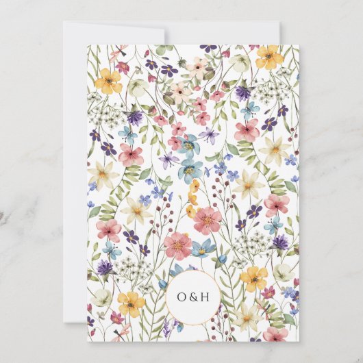 Elegant kalligrafie script eenvoudige bloemenbruil kaart (Achterkant)