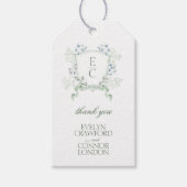 Elegant kalligrafie script Floral Crest Wedding Cadeaulabel (Voorkant)