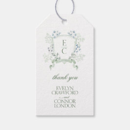 Elegant kalligrafie script Floral Crest Wedding Cadeaulabel