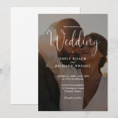 Elegant kalligrafie script foto bruiloft kaart (Voorkant / Achterkant)