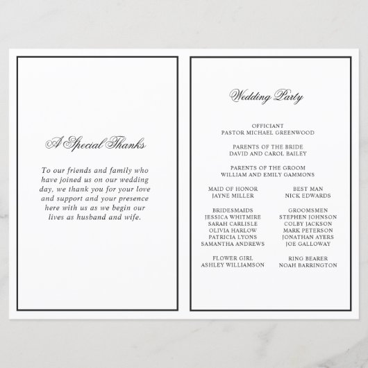 Elegant kalligrafie script gevouwen huwelijksprogr (Achterkant)