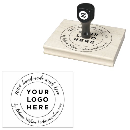 Elegant Kalligrafie Script Handgemaakt met liefde  Rubberstempel (Gestempeld)