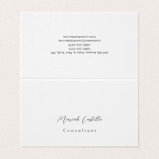 Elegant kalligrafie script minimalistisch ontwerp visitekaartje (Buitenkant ongevouwen)