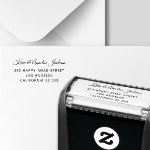 Elegant kalligrafie script modern retour adres zelfinktende stempel