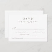 Elegant Kalligrafie Script Olive Grey Bruiloft RSV Kaart (Voorkant / Achterkant)