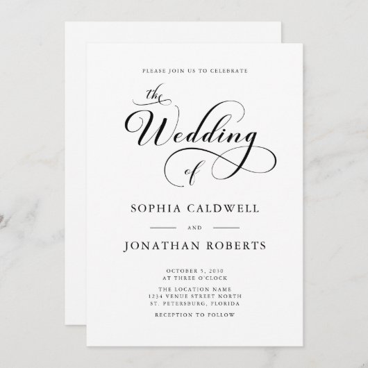 Elegant kalligrafie script QR code bruiloft Kaart (Voorkant / Achterkant)