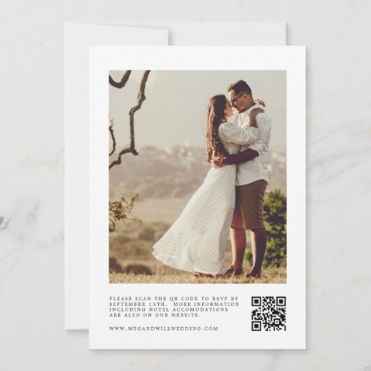 Elegant kalligrafie script QR code bruiloft Kaart (Achterkant)