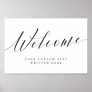 Elegant kalligrafie script welkomstbord voor elk e poster