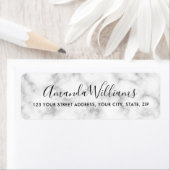 Elegant kalligrafie script wit marmer adres etiket (Insitu)