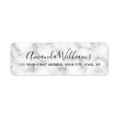 Elegant kalligrafie script wit marmer adres etiket (Voorkant)