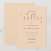Elegant kalligrafie script zachte perzik bruiloft kaart (Voorkant / Achterkant)