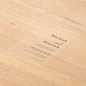 Elegant kalligrafie script zwart wit bruiloft acryl uitnodigingen (Laagn)