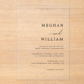 Elegant kalligrafie script zwart wit bruiloft acryl uitnodigingen (Voorkant)