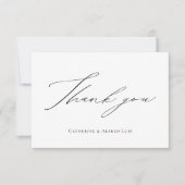 Elegant kalligrafie script zwart wit bruiloft bedankkaart (Voorkant)