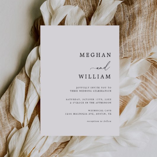 Elegant kalligrafie script zwart wit bruiloft kaart