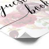 Elegant kalligrafie vervaagde bloem gastenboek bor poster (Hoek)