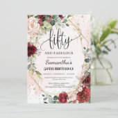 Elegant kalligrafie, vijftig en geweldig 50th kaart (Staand voorkant)