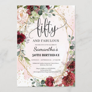 Elegant kalligrafie, vijftig en geweldig 50th kaart