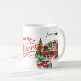 Elegant kalligrafiemonogram rood en groene mas koffiemok