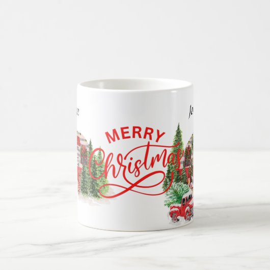 Elegant kalligrafiemonogram rood en groene mas koffiemok (Center)