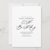 Elegant kalligrafiescript 65ste verjaardagsfeest kaart (Voorkant)
