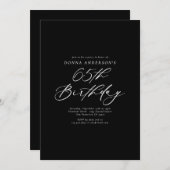 Elegant kalligrafiescript 65ste verjaardagsfeest kaart (Voorkant / Achterkant)