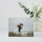 Elegant kalligrafiescript BEDANKT met FOTO Briefkaart (Staand voorkant)