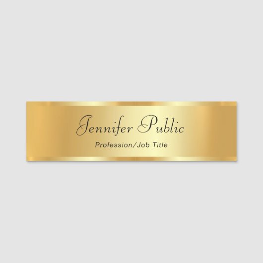 Elegant kalligrafiescript Custom Text Gold Naamplaatje (Voorkant)
