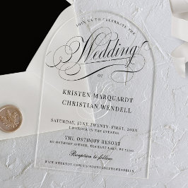 Elegant kalligrafiescript Modern Arch Wedding Acryl Uitnodigingen