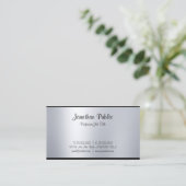Elegant kalligrafiescript Silver Plain Moderne Bov Visitekaartje (Staand voorkant)