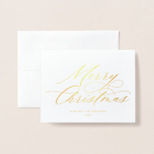 Elegant kalligrafiescript Vrolijk kerstfeest Folie Kaarten