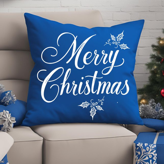 Elegant kalligrafiescript Vrolijk kerstfeest Kussen (Creator heeft geüpload)