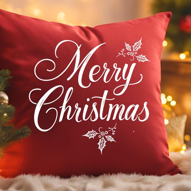 Elegant kalligrafiescript Vrolijk kerstfeest Kussen (Creator heeft geüpload)