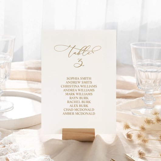 Elegant kalligrafietabel nummer 3 Zitschaart Kaart