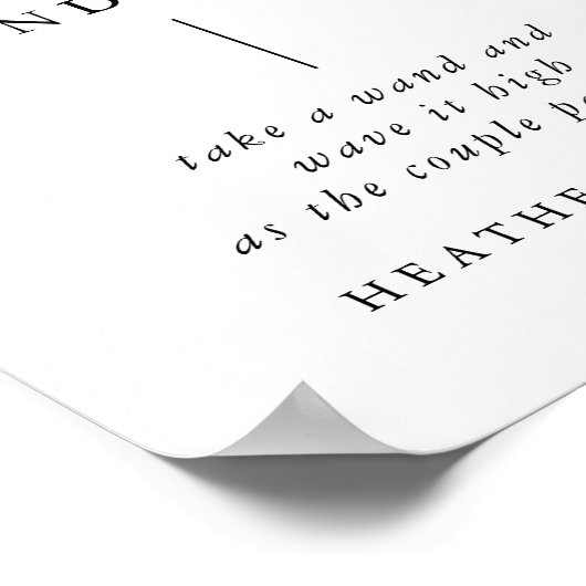 Elegant kalligrafisch trouwlint afscheidingsbord poster (Hoek)