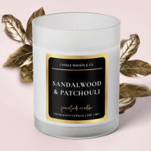 Elegant Kandle Square Label Black & Gold Script