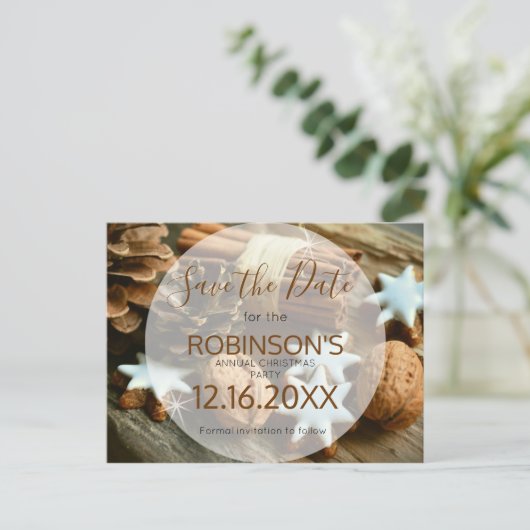 Elegant kaneel slaat de datum op briefkaart (Staand voorkant)