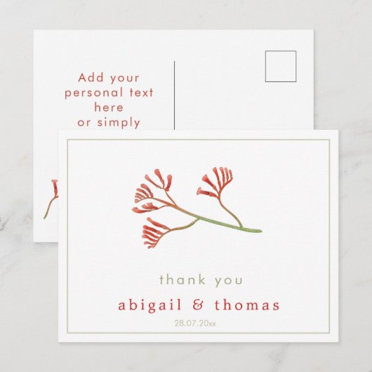 Elegant Kangaroo Paw Flower - Weddenschap Bedankt Briefkaart (Voorkant / Achterkant)