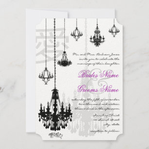 Elegant Kanji for Love Black Chandeliers Wedding Kaart