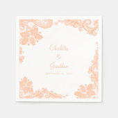 Elegant Kant Bruiloft Verloving bruid bruidegom pe Servet (Voorkant)