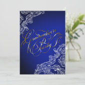 Elegant Kant en Kalligrafie Afstuderen Uitnodiging (Staand voorkant)