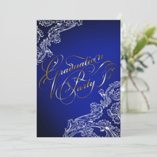 Elegant Kant en Kalligrafie Afstuderen Uitnodiging (Staand voorkant)