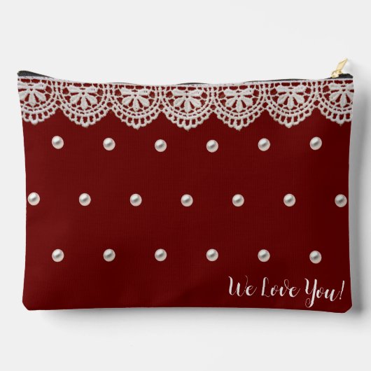Elegant Kant en Parels Gepersonaliseerd Bericht Etui (Achterkant)